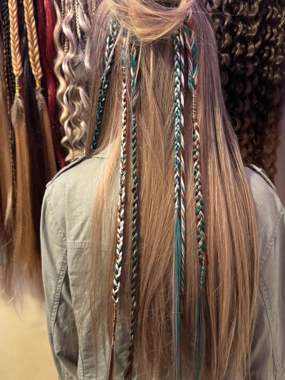 Teal Accent Braided Hair Wraps for Women
